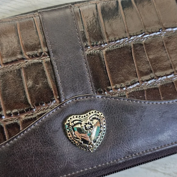 Elegant Brown Leather Women's Purse Clutch Organizer - Picture 6 of 16